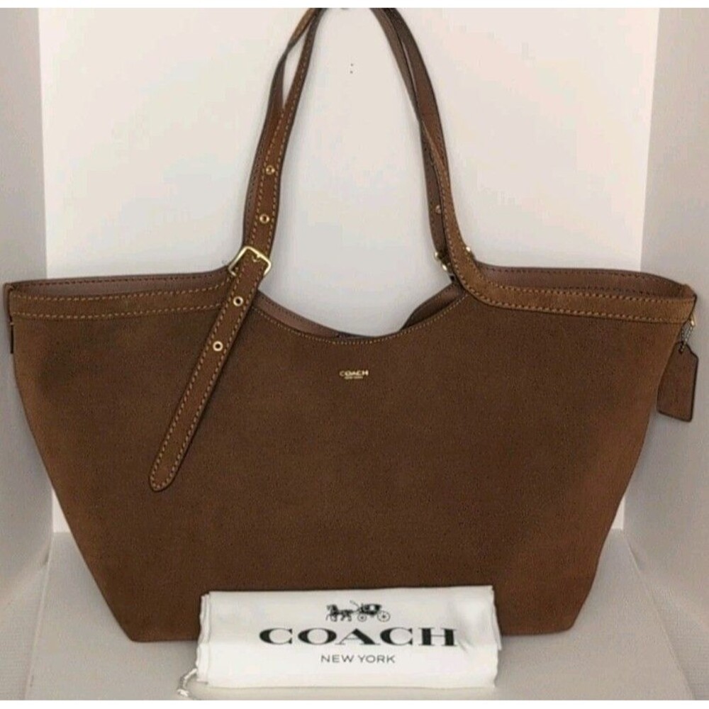 NWT COACH Gramercy Suede Oversized Tote Bag Warm Brown Shoulder Carryall CBN47